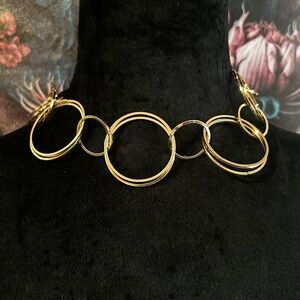 Flat Circle Chain Gold Plated Necklace